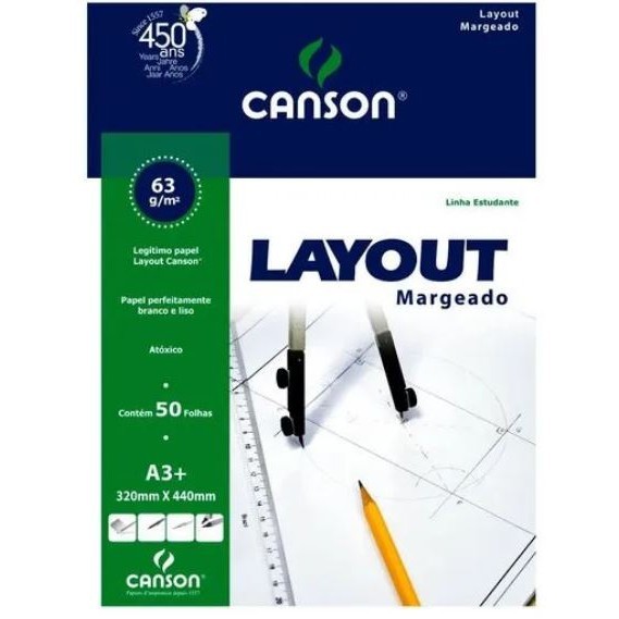 Bloco Layout Margeado A3+  63g 50 Folhas Canson em Oferta na Shopee