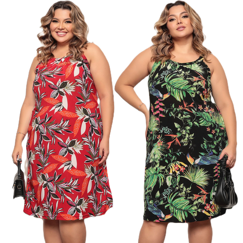 Kit 2 Vestido Plus Size Feminino C Alcinha Soltinho Versátil