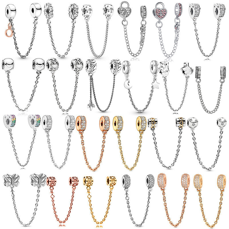 Pulseira Cadeia de Segurança Pingente Vintage Charme 925 Pulseira de Prata Beaded Jóias DIY Acessórios de Jóias em Oferta na Shopee