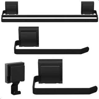 Kit Acessórios Banheiro Com Ventosa Preto 4 Peças Duplo Max em Oferta na Shopee