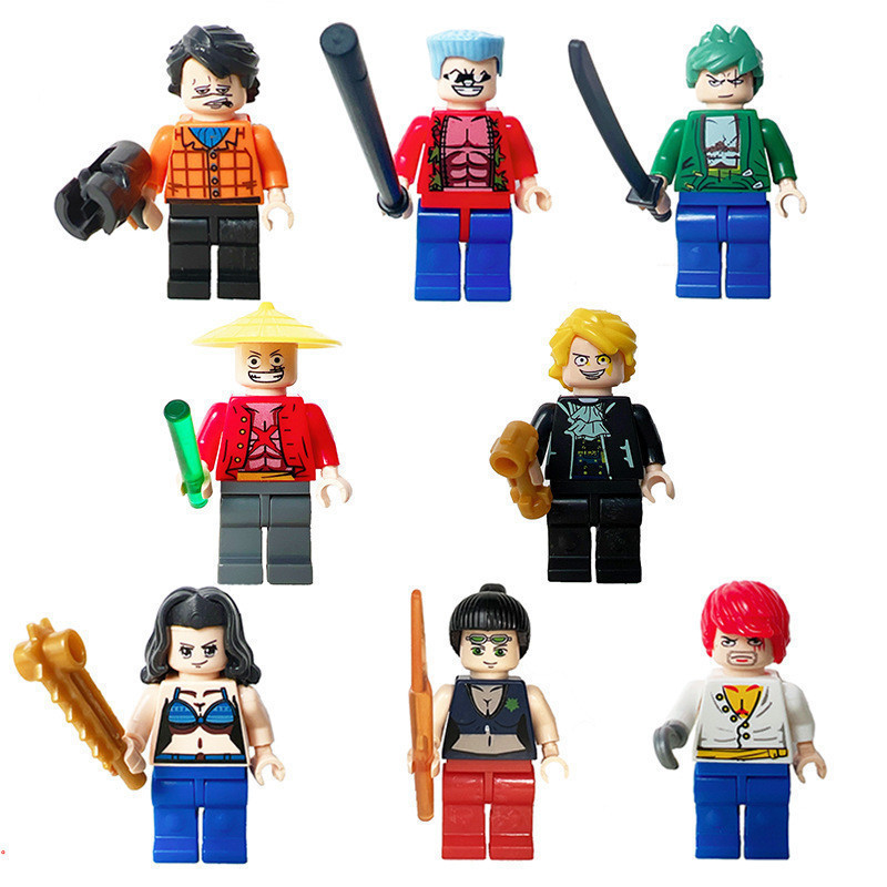 Compatível com os blocos de construção Lego One Piece Assembling Luffy Smoke Ghost Zoro Minifigure Toy