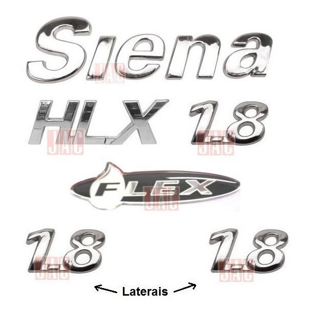 Emblemas Siena Hlx 1.8 Flex + Lat. 1.8 - 2005 À 2007 em Oferta na Shopee