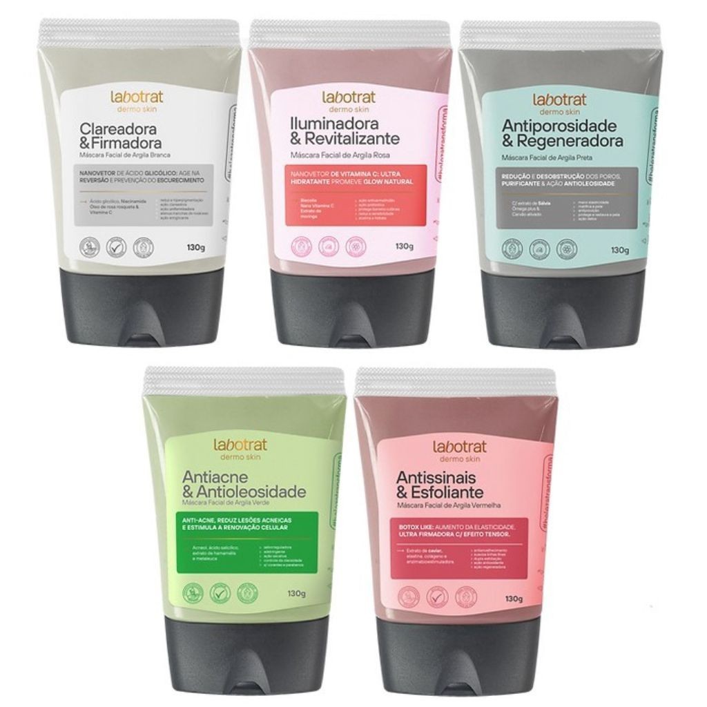 Máscara Facial de Argila Labotrat 130g Clareadora Purificante Antioleosidade Esfoliante em Oferta na Shopee