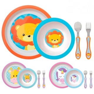 Kit Refeição Infantil Prato Bowl Raso Colher Garfo Inox Bebê em Oferta na Shopee