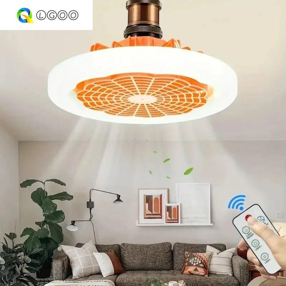 Lâmpada De Ventilador LGOO , Controle Remoto Silencioso E27 De Teto , Moderna Inteligente De 30W Com Lustre LED Regulável