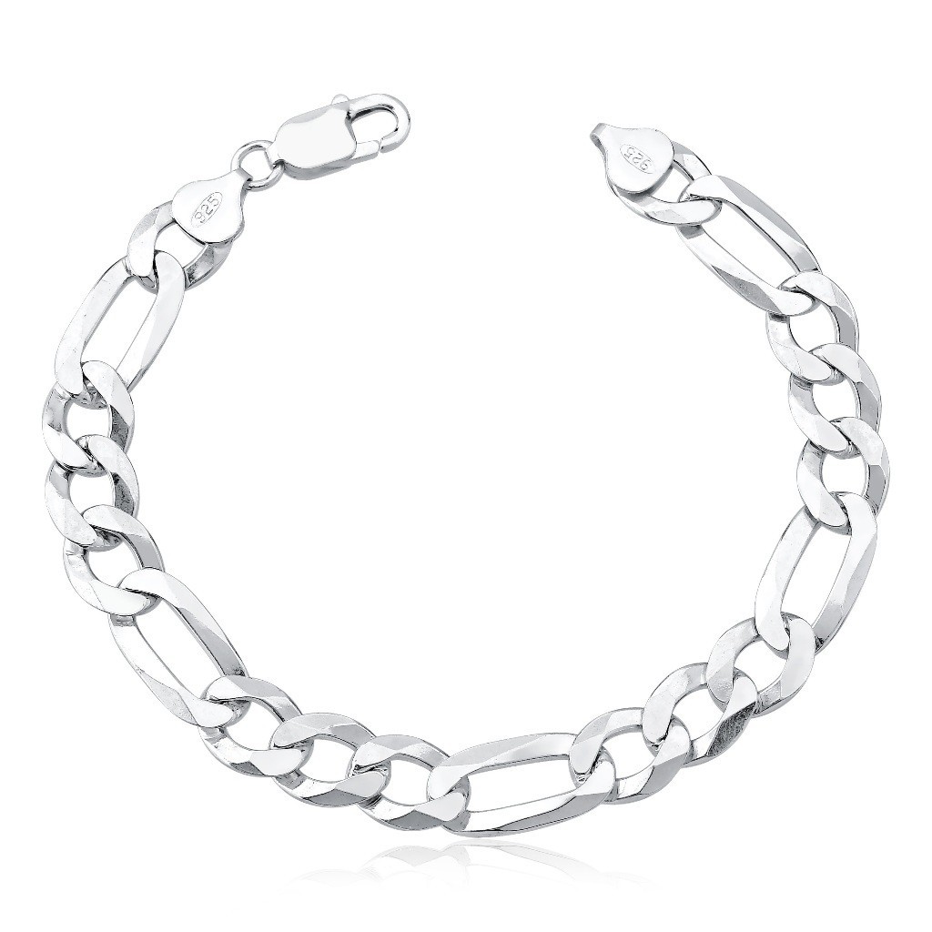 Pulseira Grossa Masculina de Prata 925 Grumet 3x1 11mm