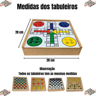 Jogos de Tabuleiro  3em1 Dama Jogo Velha Ludo em Oferta na Shopee
