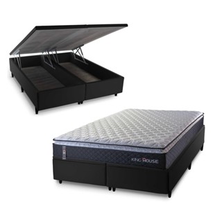 Conjunto Box Baú Queen Dakota Preto 158x198x64 Espuma D33 em Oferta na Shopee