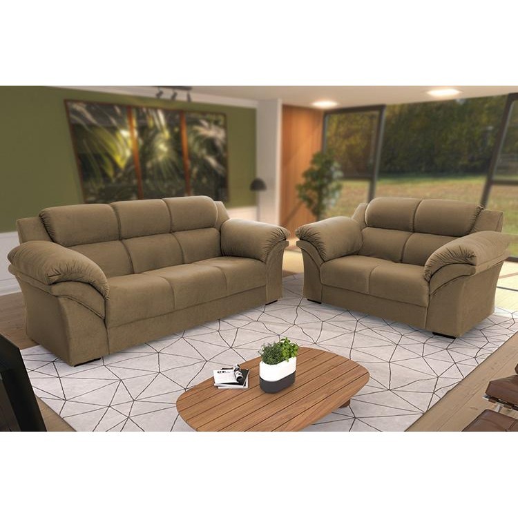 Conjunto Sofá Windsor Velut Bege 3 e 2 Lugares 2,04m e 1,59m - King House em Oferta na Shopee