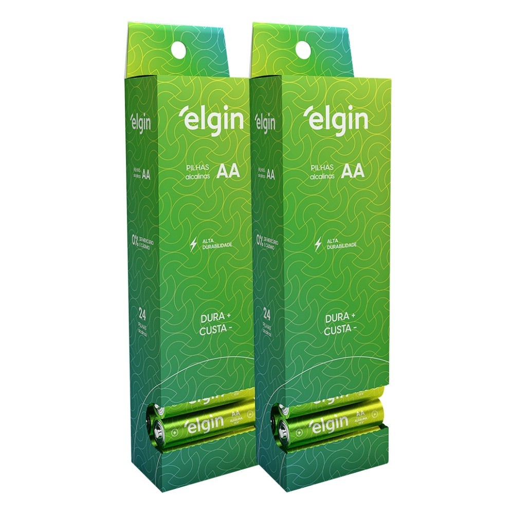 48 Pilhas Alcalina Tubo AA Pequena 2a Comum LR6 1.5V Elgin em Oferta na Shopee