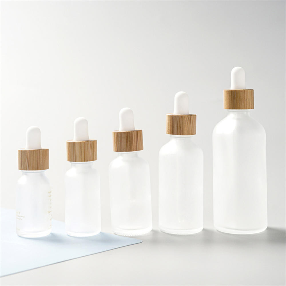 5ML-100ML Frasco Com Conta-Gotas De Vidro Fosco De Bambu , Frascos De Óleo Essencial Vazios Pipetas Puro , Tampa Maquiagem Viagem Container De Amostras Cosméticas