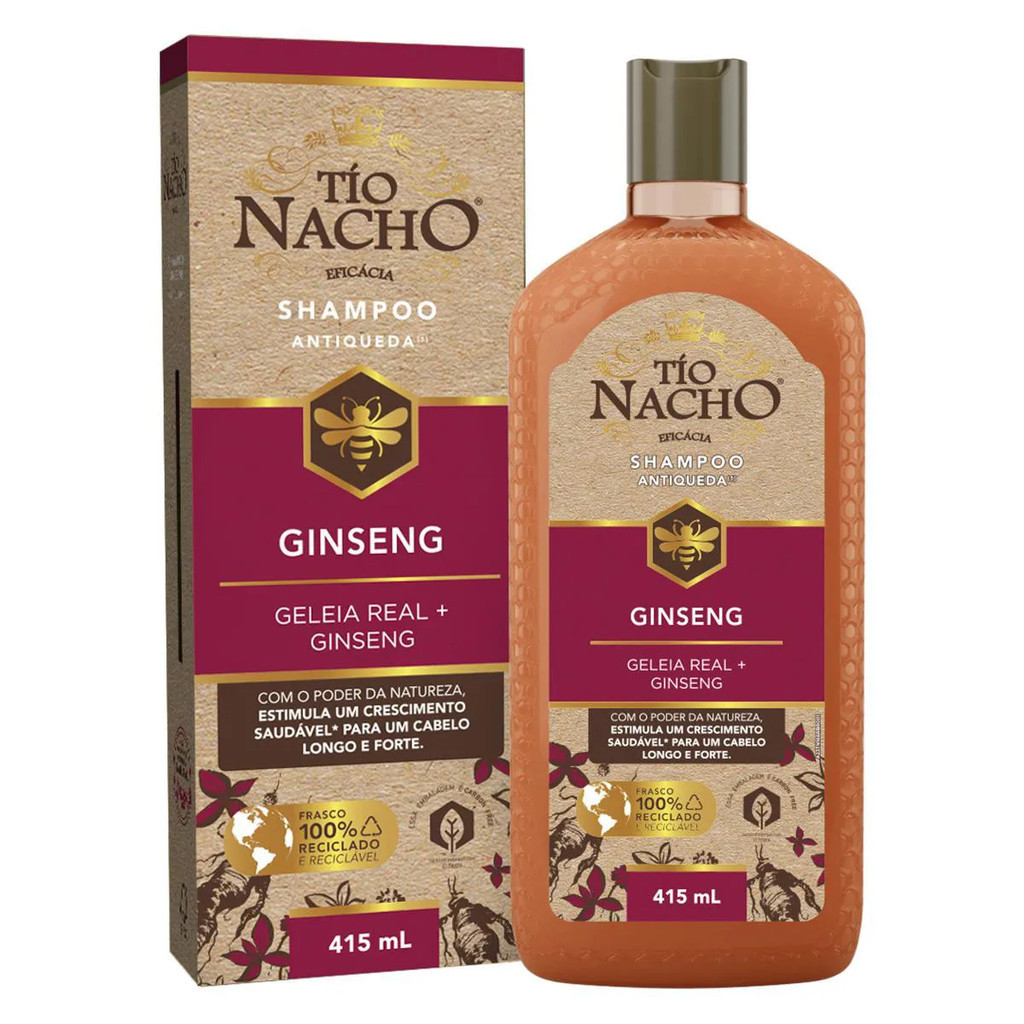 SHAMPOO ANTIQUEDA GINSENG TIO NACHO 415ML em Oferta na Shopee