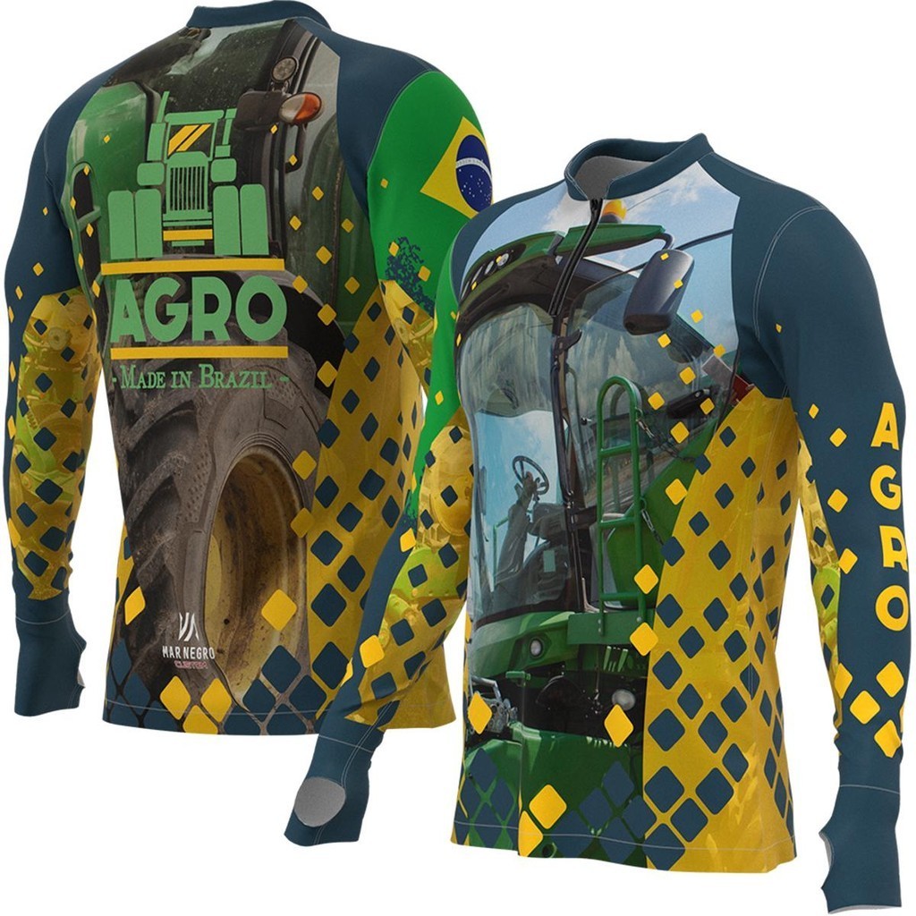 Camiseta Premium Sublimada Agro Maquinário - Mar Negro