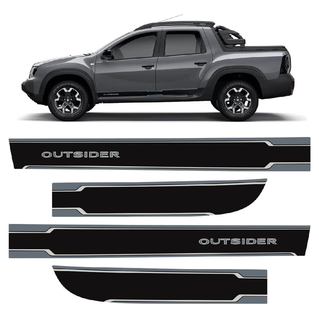 Faixas Renault Oroch Outsider 2023 Adesivo Preto/cinza - Kit