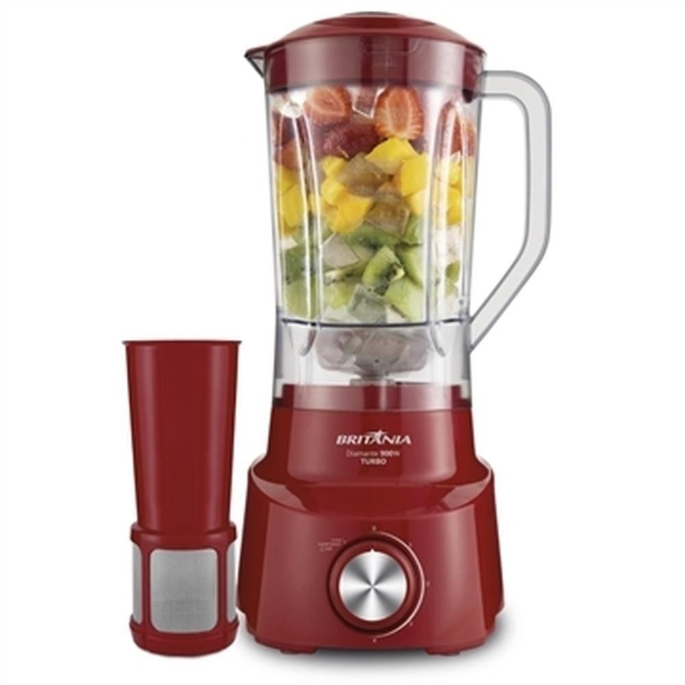Liquidificador Britânia Diamante com Filtro | 4 Velocidades + Pulsar, 1050W Vermelho, 110V - Home Appliances