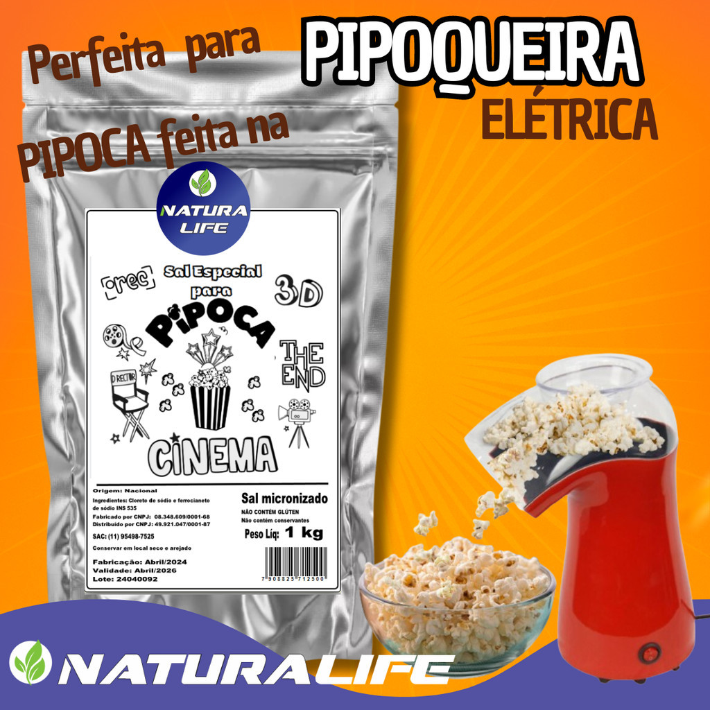 Sal Micronizado Pó Original para Pipoca de Cinema 1kg