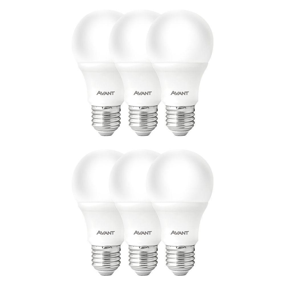 Kit Com 6 Lampadas LED Bulbo Pera 9W Luz Branca 6500K Base E27 Bivolt Avant em Oferta na Shopee