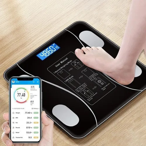 Balança Bioimpedância Corporal Digital APP Bluetooth Suporta até 180 kg