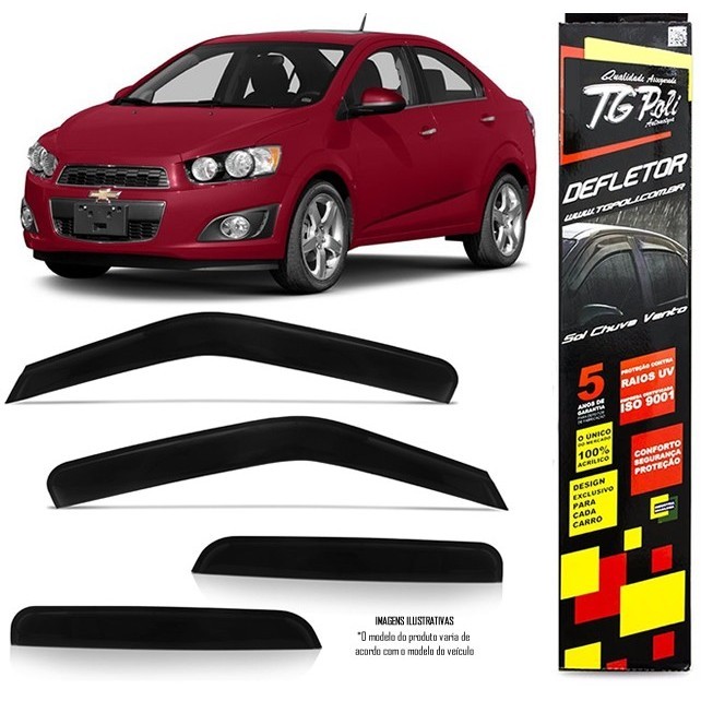 Calha Chuva Defletor TG Poli Chevrolet Sonic Sedan 2011 2012 2013 2014 2015 - 4 Portas