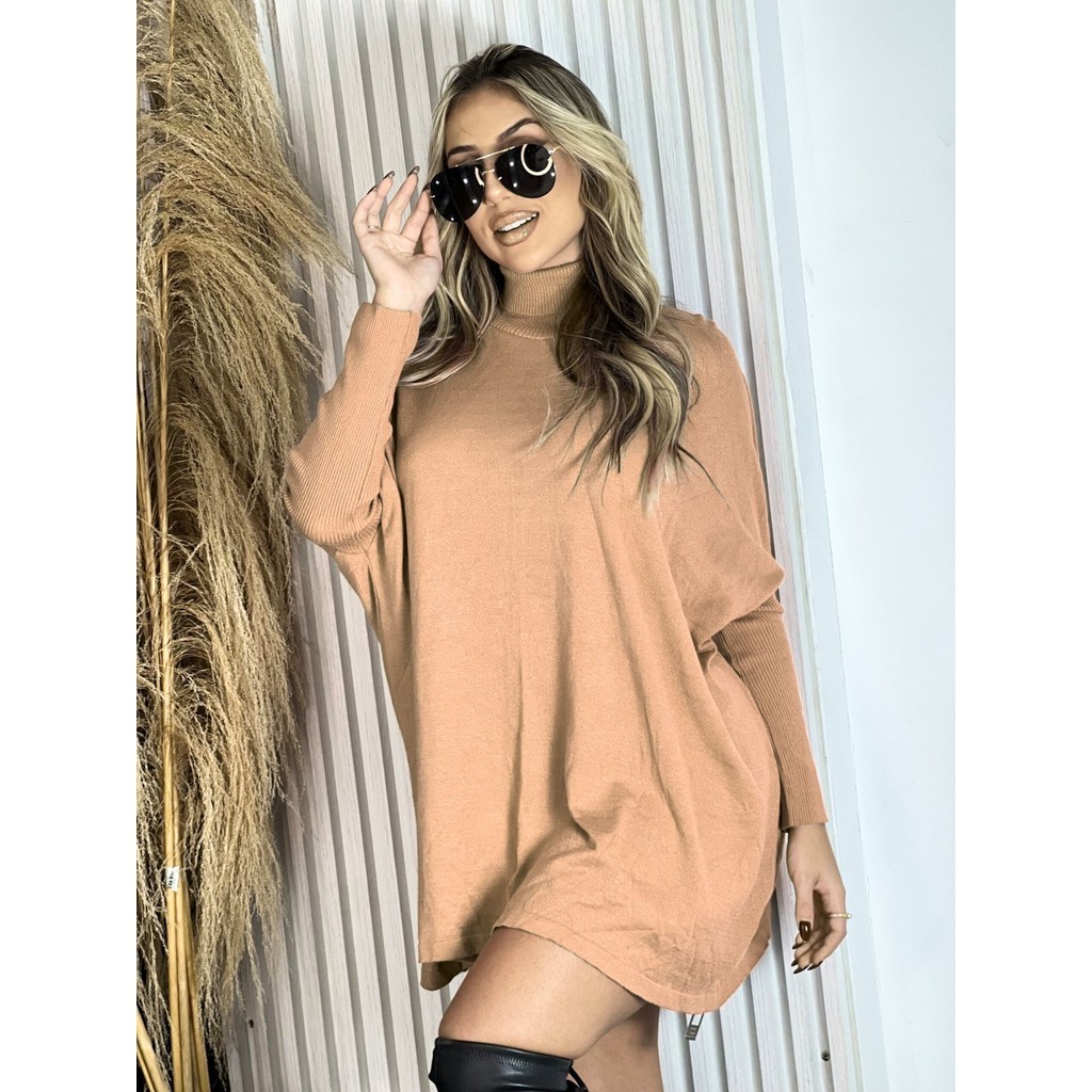 Blusa Poncho Feminina Suéter Modal Gola Alta Pluz Size Inverno Moda ！！
