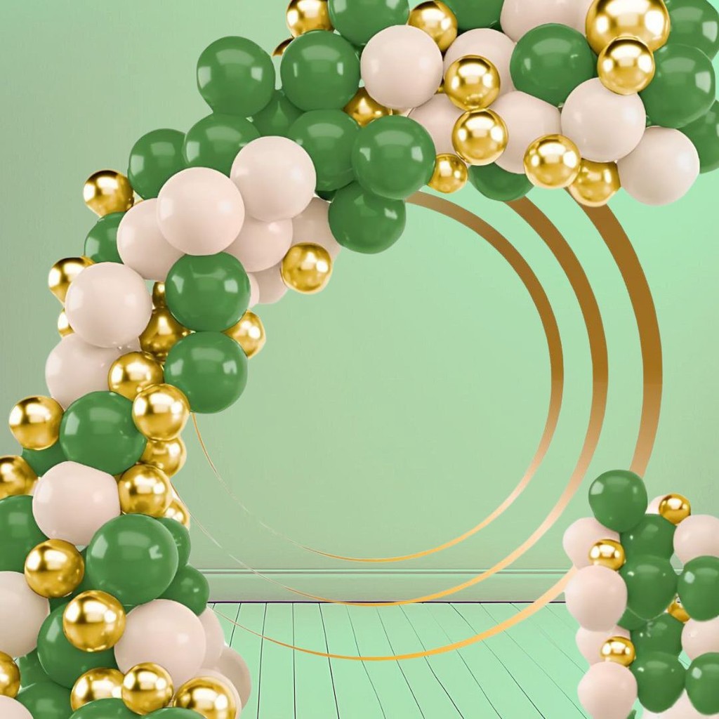 Kit 125 Balões VERDE OLIVA  8”+ MARFIM  7”+ OURO Metalizado 5”+  Balão Bexiga KIT32 em Oferta na Shopee