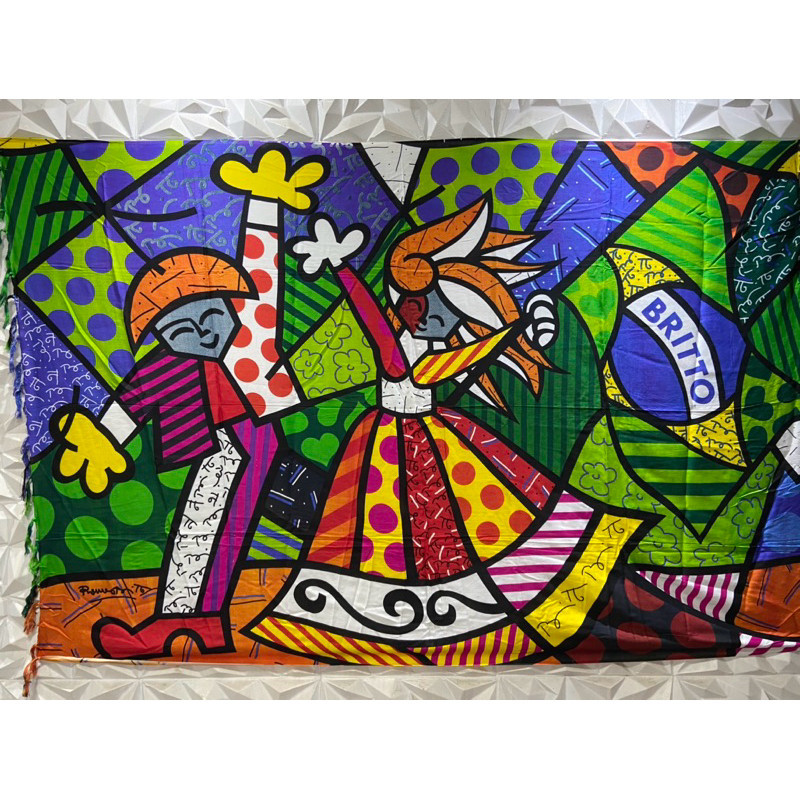 Canga De Praia Tecido Em Viscose pintura Romero britto