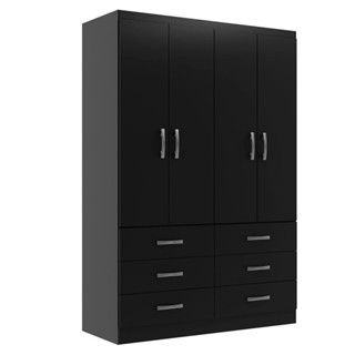 Guarda-Roupa Solteiro Treviso 4 PT 6 GV Preto em Oferta na Shopee