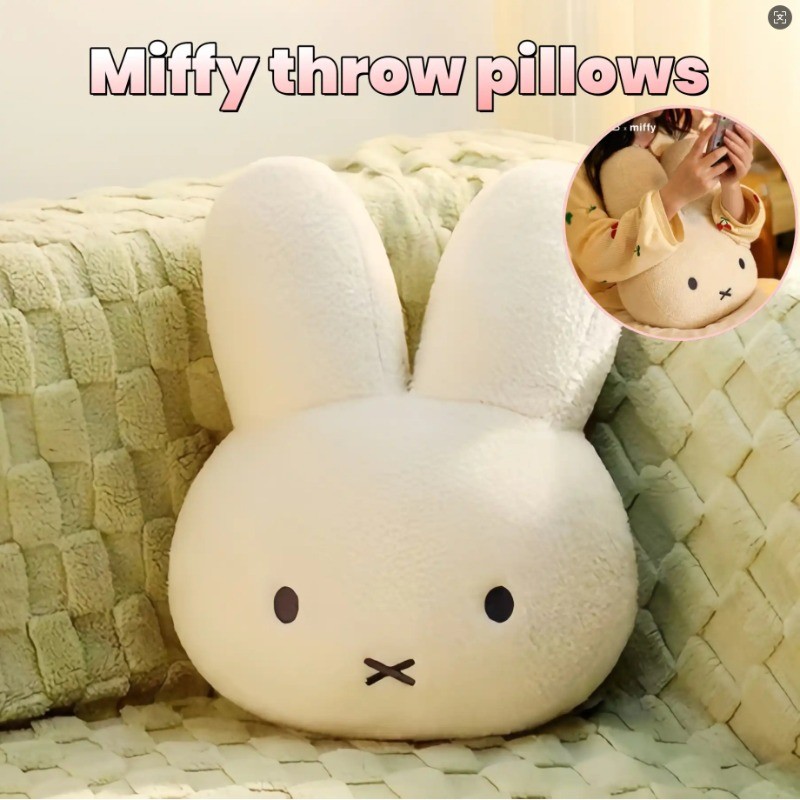 40cm Miffy Boneca De Pelúcia Brinquedos Kawaii Dos Desenhos Animados Carro Encosto De Cabe...