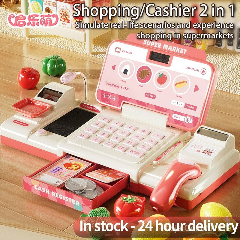 Máquina de Caixa Registradora, Brinquedos Infantis, Jogo de Caixa, Conjunto de Supermercado Mainan Slaves Pcuq 6TYS
