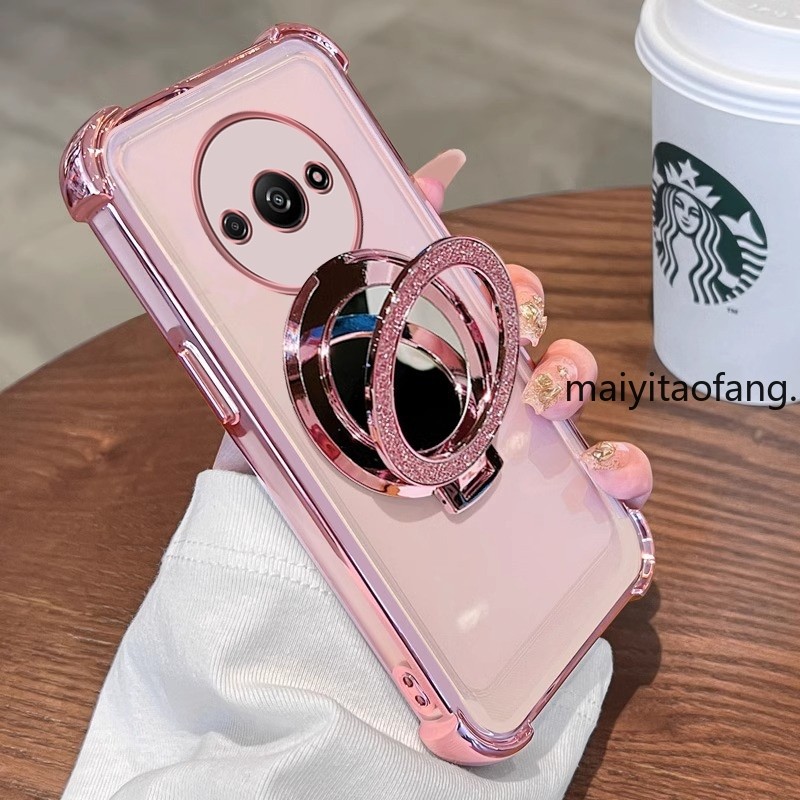 Capa Para xiaomi redmi a3 2024 4g De Telefone À Prova De Choque 3D Suporte De Espelho De Maquiagem Nova Macia SJSFHZJ01 — imagem 2 de 2