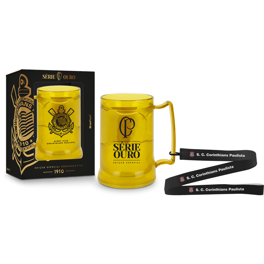 CANECA GEL DO CORINTHIANS COM CORDAO TIRANTE COPO CONGELANTE TIMÃO ORIGINAL
