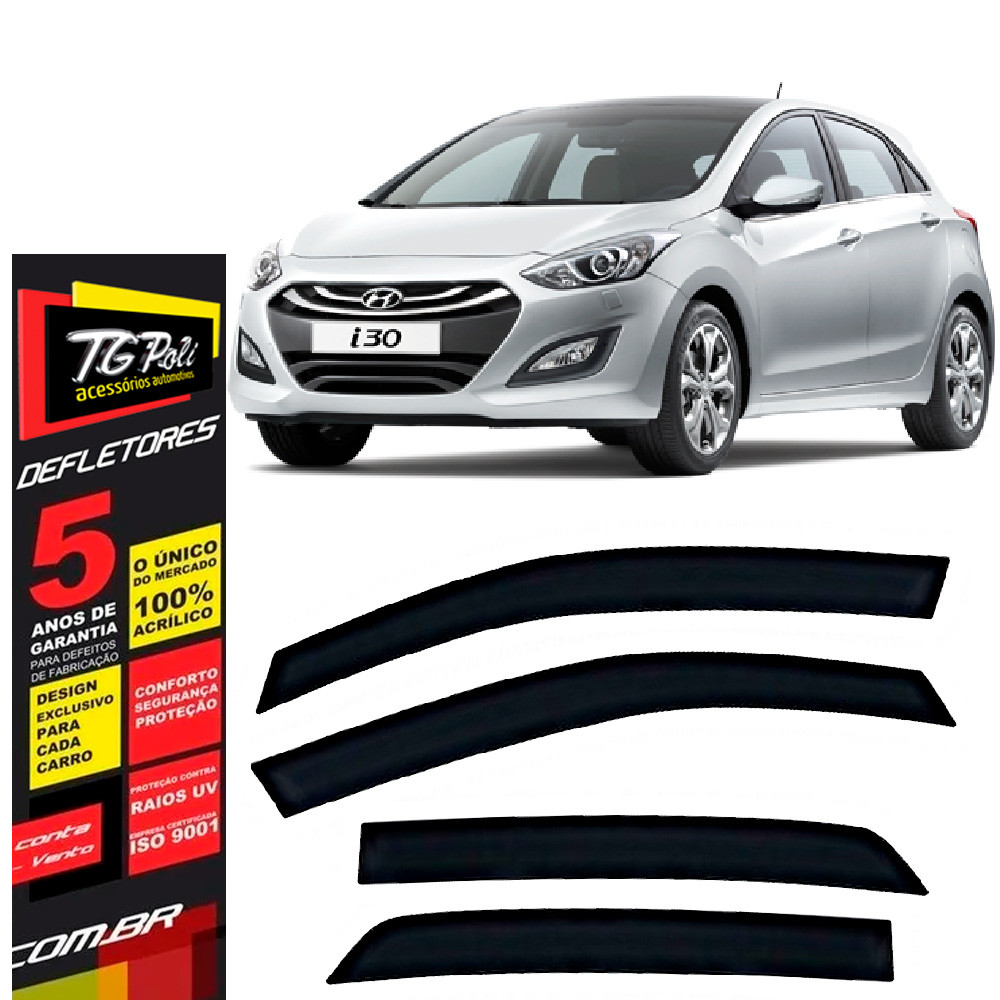 Calha de Chuva Hyundai I30 2009 a 2012 4 portas TG Poli Defletor Portas Protetor Janelas Fumê em Oferta na Shopee