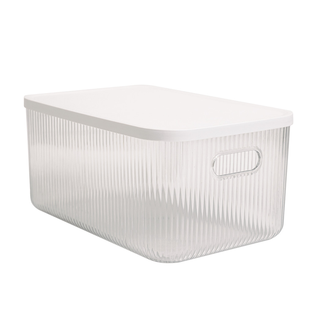 Caixa organizadora 5,5L transparente canelada alta com tampa - Oikos em Oferta na Shopee