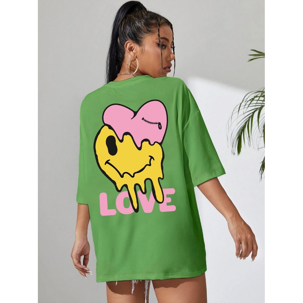 Camiseta Oversized Streetwear Estilosa Tumblr Aesthetic Blusa Feminina Tecido Confortavel  Estampada