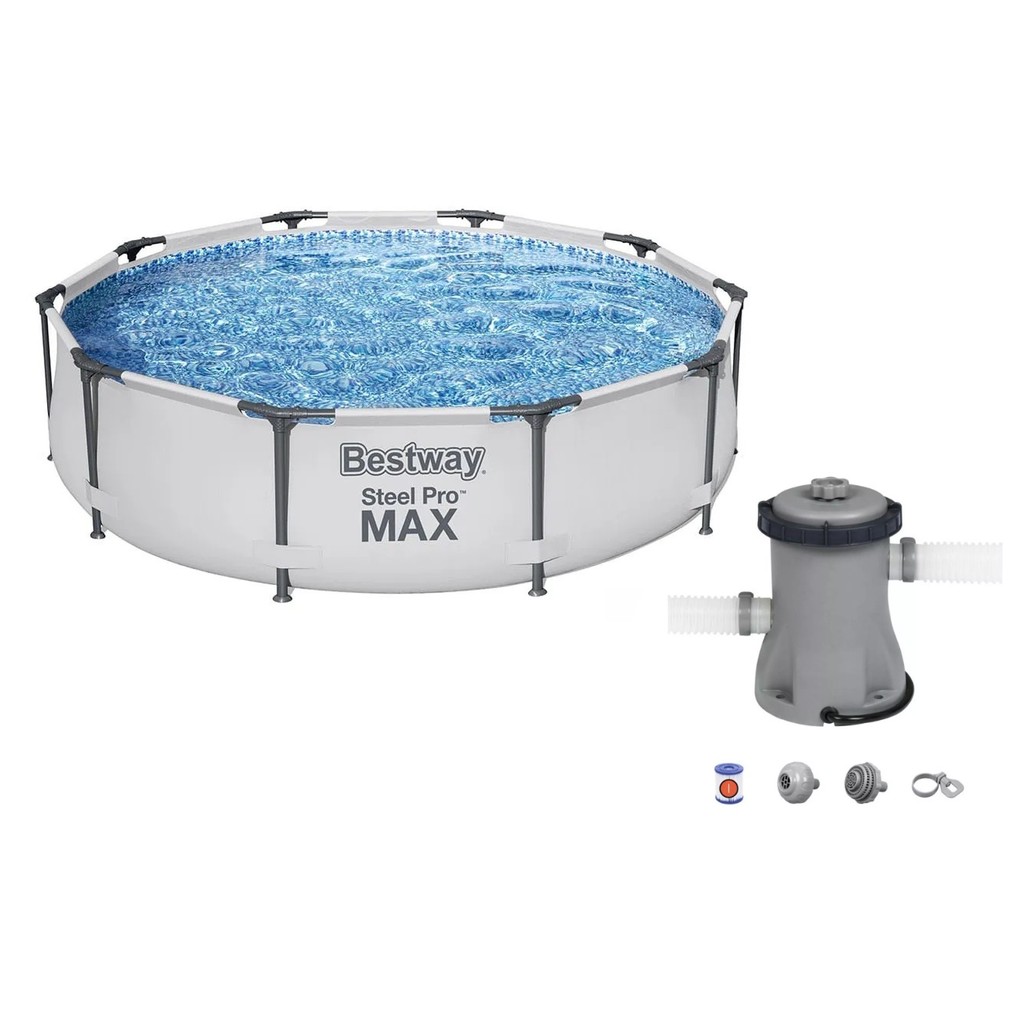 110v - Piscina Bestway 5000 Litros Steel Pro Max CINZA 56406 com Bomba Filtrante 110v Estrutural ( 4678 Litros )