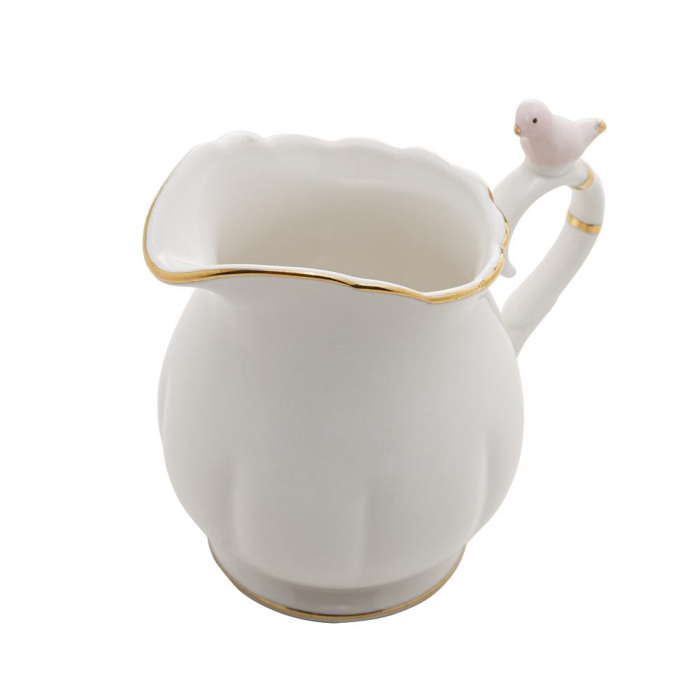 Leiteira Wolff Birds de Porcelana Branco 230ml - Home & Living