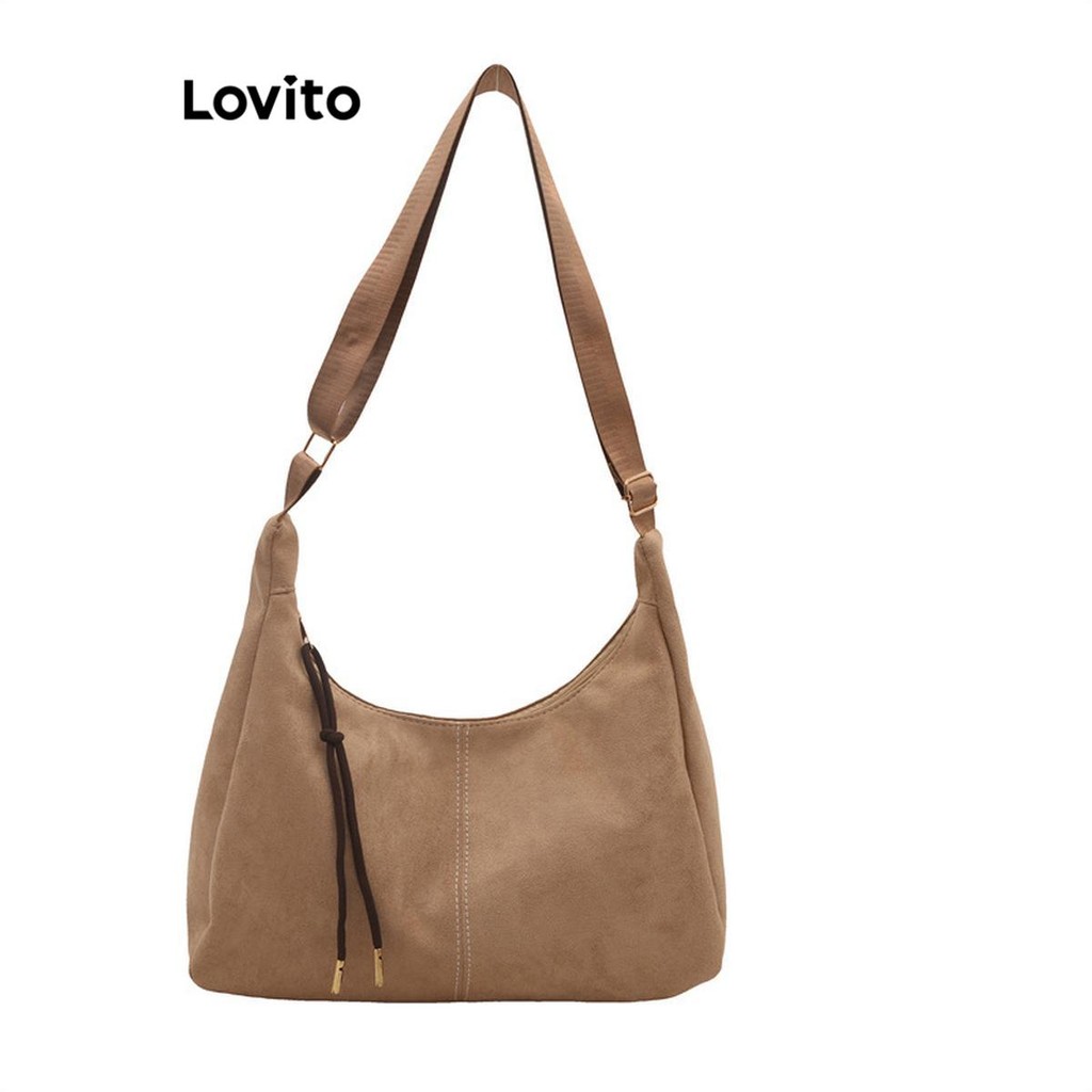 Lovito Casual liso veludo pão Crossbody Bolsa ombro pequeno Bolsa para mulheres  LFA59005 - Women Bags