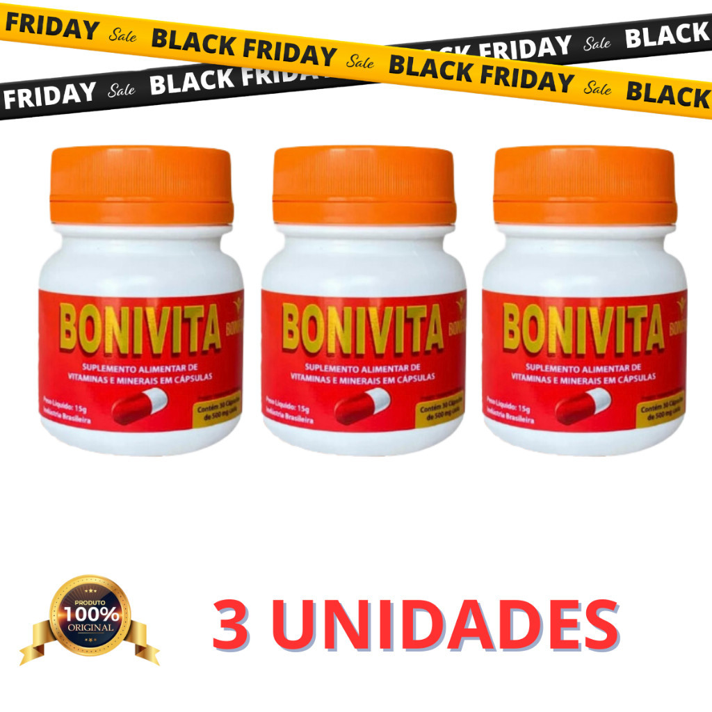 Kit 03 Frascos Bonivita Suplemento Alimentar Natural e Funcional - 30 Caps - 100% Natural