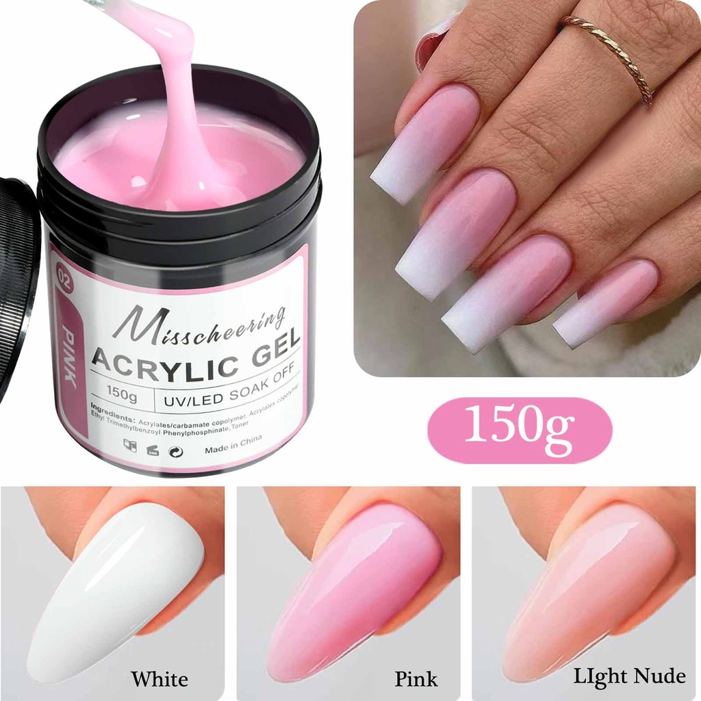 Misscheering 1 Pote de Pó Transparente para Unhas de Gel Poli para Extensão 150g — imagem 2 de 2