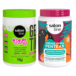 Kit Salon Line Gelatina To De Cacho + Creme Para Pentear Definição Antifrizz 1Kg em Oferta na Shopee