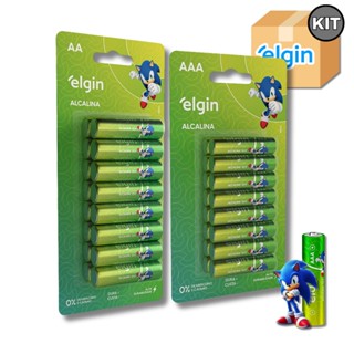 Kit Pilha Elgin Alcalina AA Comum ou AAA Palito Blister com 16 ou 32 Unidades em Oferta na Shopee