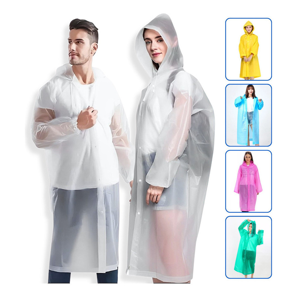 Casaco Capa De Chuva Impermeável Pvc Grossa Adulto Com Capuz Transparente