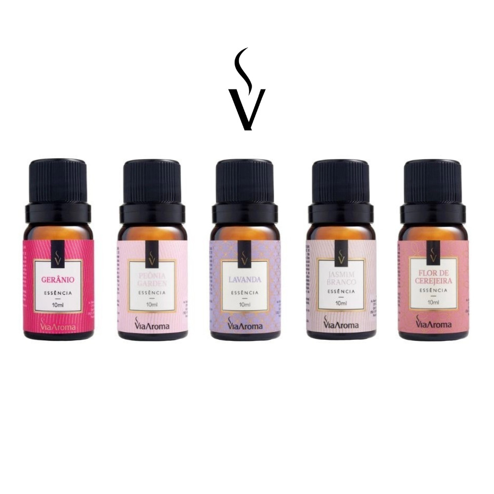 Kit 5 essências de Famílias Olfativas (florais, herbais, amadeiradas) aromatizador difusor...