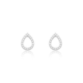 Brinco Gota Contorno Cravejado Prata 925 em Oferta na Shopee