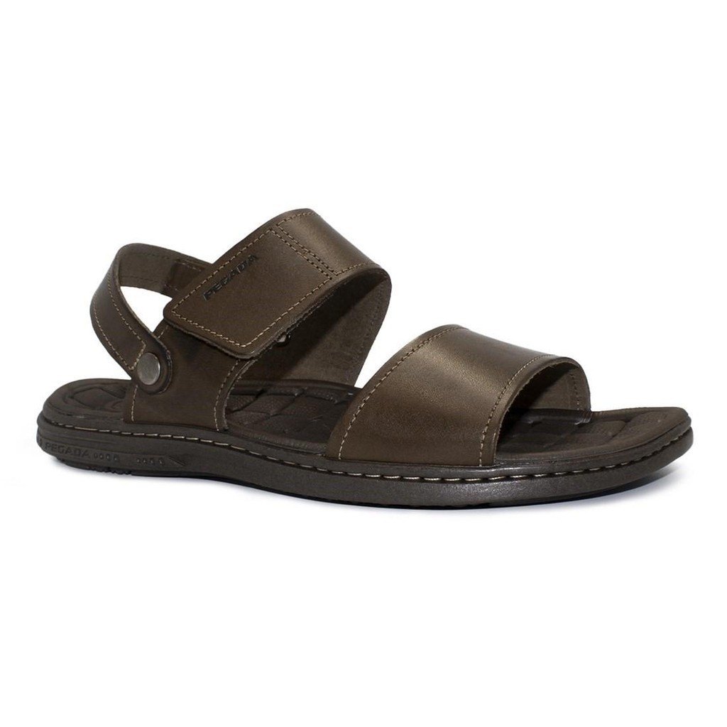Chinelo Gladiador Masculina Pegada Couro Tiras Duplas 2 Em 1