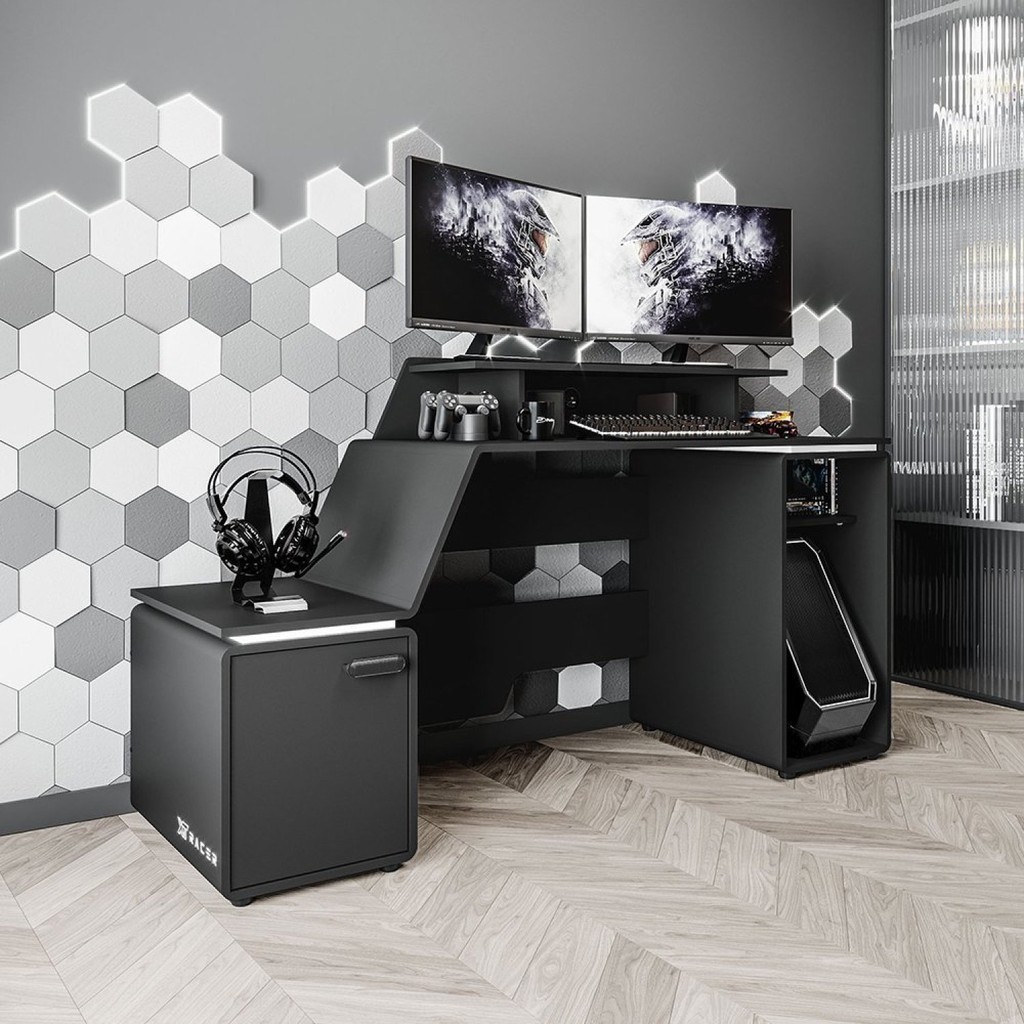 Mesa Gamer e EscritórioXT Racer Space Two  Preto/Branco - Home & Living