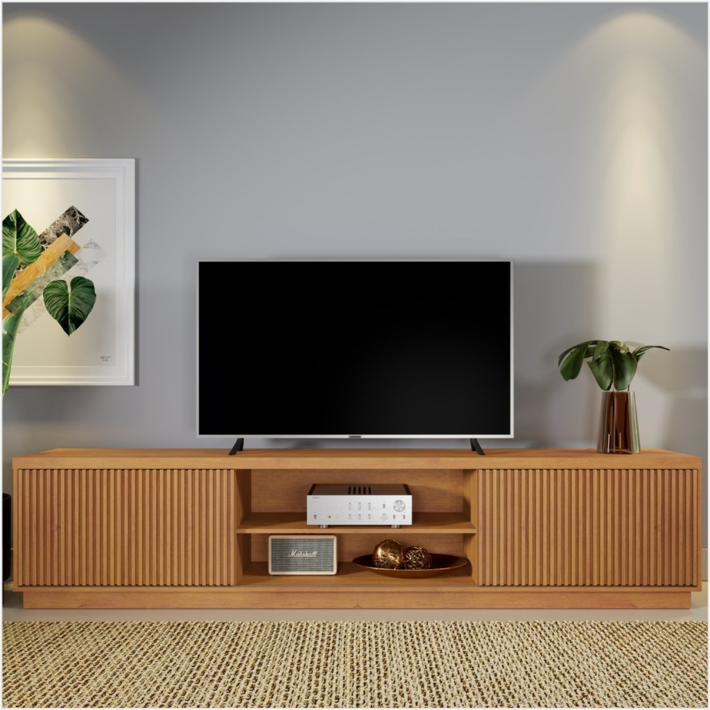 Rack para TV até 75 Polegadas 100% MDF Ripado 2 Portas Logan 180