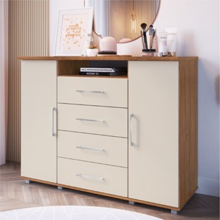 Comoda Sapateira 2 portas 4 Gavetas 1 Nicho Gold Freijó em Oferta na Shopee