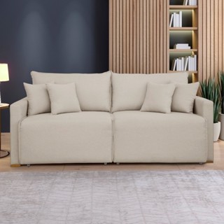 Sofá Cama Retrátil e Reclinável 220cm Júlia Veludo   Veludo/Bege Claro em Oferta na Shopee