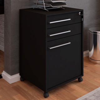 Gaveteiro Arquivo com Rodízios Sacramento 3 Gavetas com Chave Preto - Pnr Móveis em Oferta na Shopee